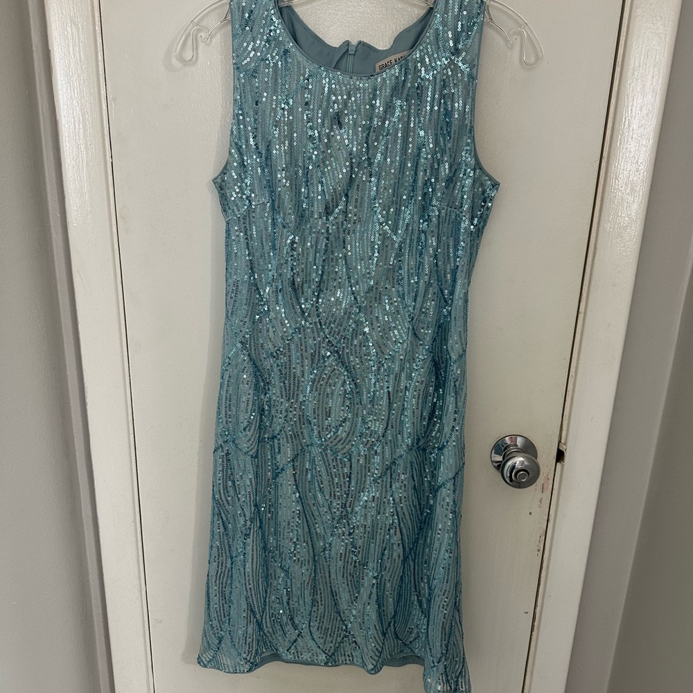 Elegant Blue Sequin Dress